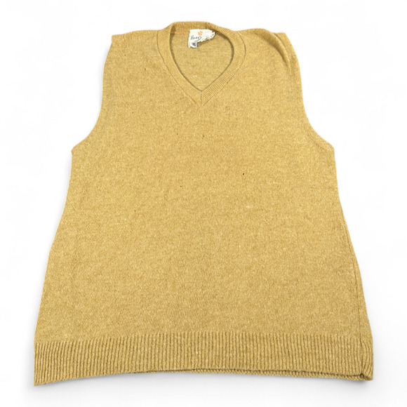 Vintage Lord Clayton Sweater Vest Adult SMALL Brown Lambswool Knit Preppy 70s - Picture 1 of 9